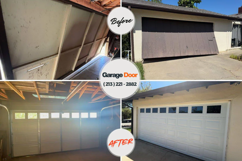 Before and after: garage door repair Wilson, OK